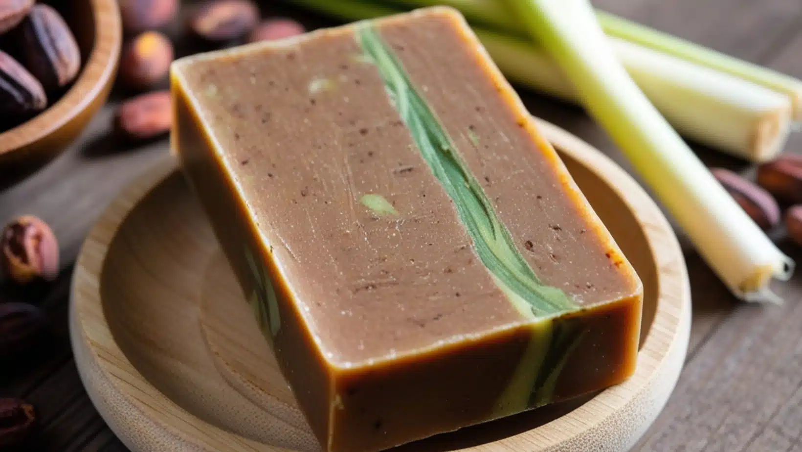 Jabón artesanal de cacao y zacate de limón